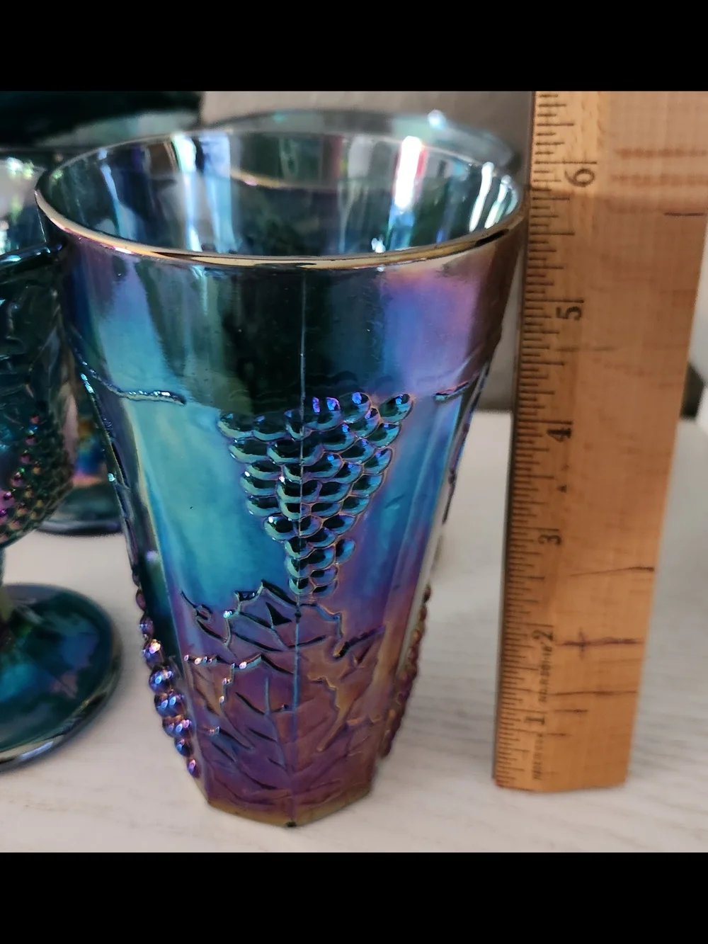 Indiana Glass iridescent blue